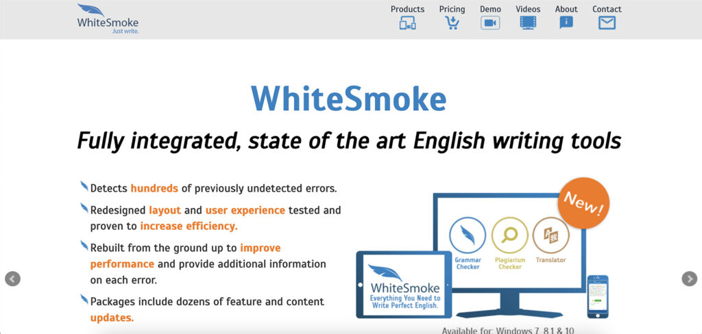 WhiteSmoke - платный сервис, с помощью которого вы можете следить за грамотностью ваших текстов на самых разных языках