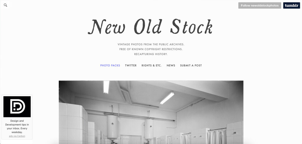 New Old Stock – бесплатный фотосток, предлагающий коллекцию винтажных фотографий из общественного достояния.