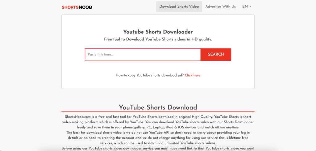 Shortsnoob.com представляет собой удобный онлайн-сервис, специализирующийся на загрузке коротких видеороликов с YouTube в различных форматах и разрешениях.